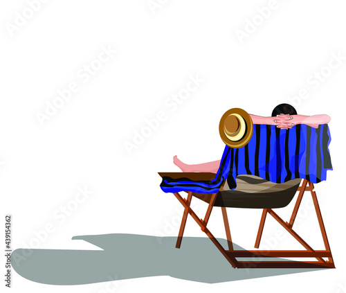 beachside illustration vector image with people sitting relaxed on beach chairs