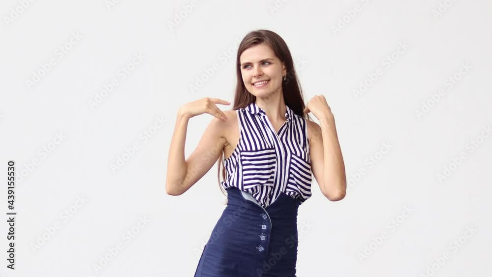 Young happy Caucasian female dancing to relax. Young happy Caucasian female dancing to relax.