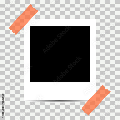 Old photo empty frame isolated on transparent background. Blank instant frame vector illustration, template card