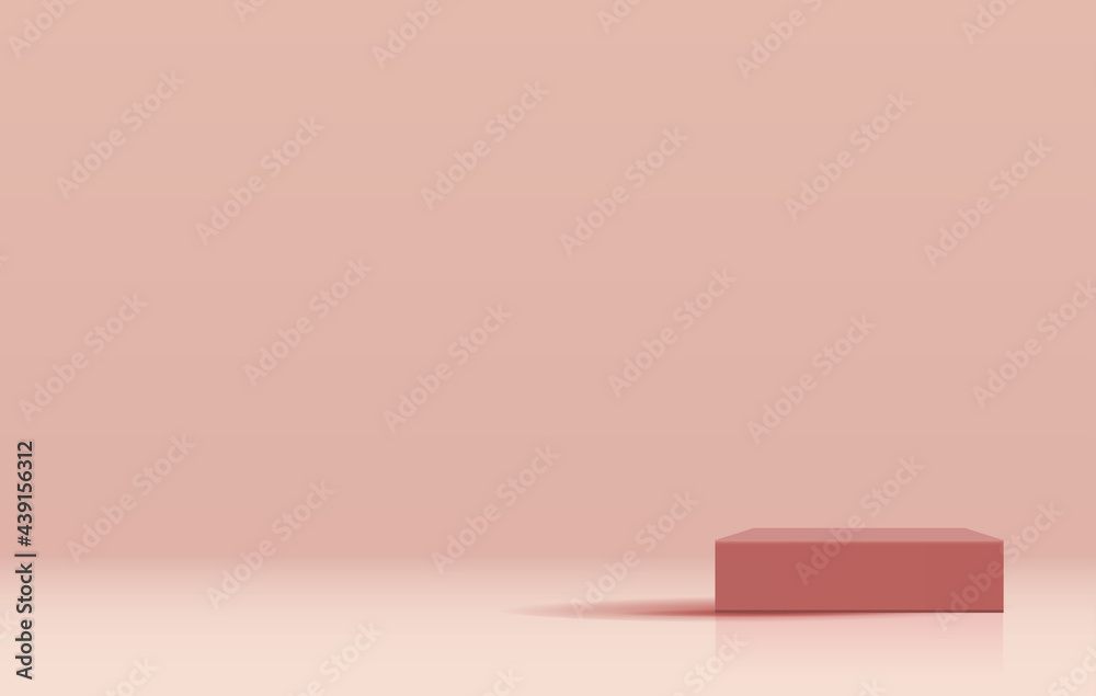 Red geometric podium square and minimal boxes. empty showcase for cosmetic product presentation. Fashion magazine. vector Illustration design Red geometric podium square and minimal boxes. empty showcase for cosmetic product presentation. Fashion magazine. vector Illustration design