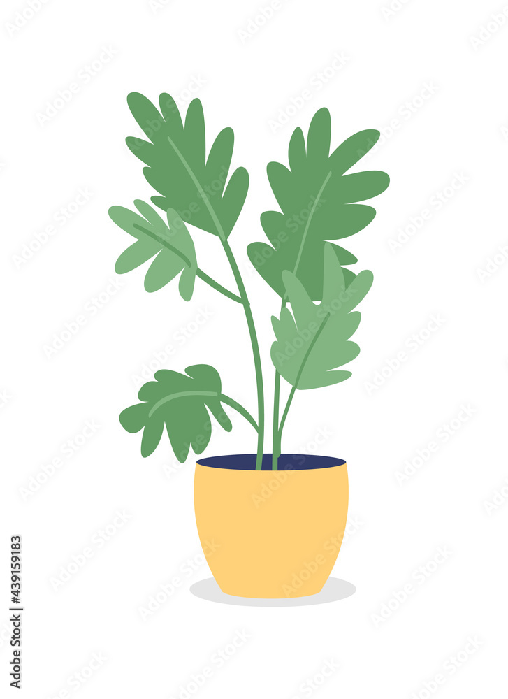 Obraz premium Houseplant for bedroom semi flat color vector object. Home gardening. Air cleaning. Growing plants indoor isolated modern cartoon style illustration for graphic design and animation