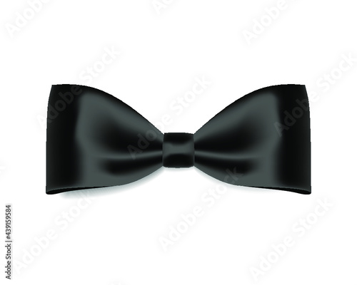Black silk bow tie isolated on a white background