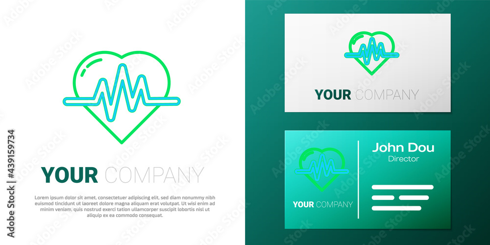 Line Heart rate icon isolated on white background. Heartbeat sign. Heart pulse icon. Cardiogram icon. Colorful outline concept. Vector