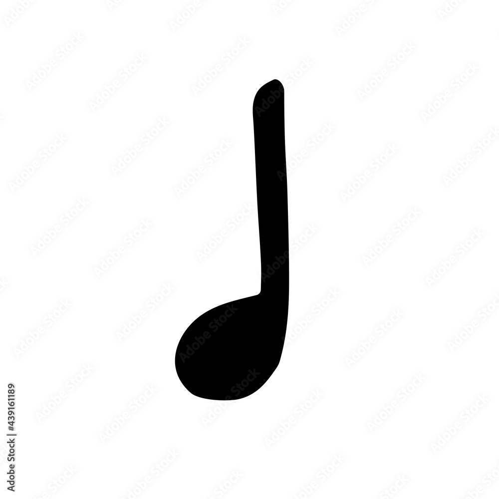 Vector hand drawn doodle sketch music note silhouette isolated on white background Vector hand drawn doodle sketch music note silhouette isolated on white background
