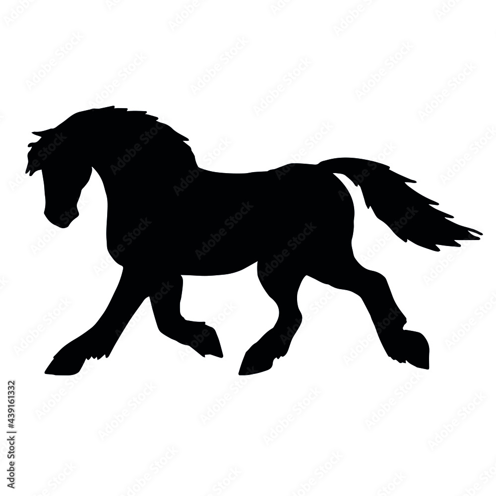 Fototapeta premium Vector hand drawn draft horse silhouette isolated on white background