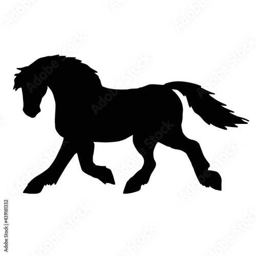 Vector hand drawn draft horse silhouette isolated on white background photo