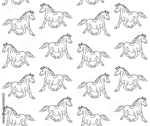 Wallpaper Mural Vector seamless pattern of hand drawn doodle sketch pony horse isolated on white background Torontodigital.ca