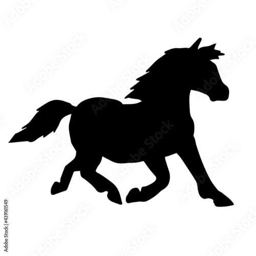 Vector hand drawn pony horse silhouette isolated on white background