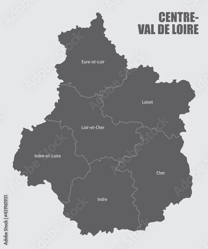 Centre-Val de Loire administrative map photo