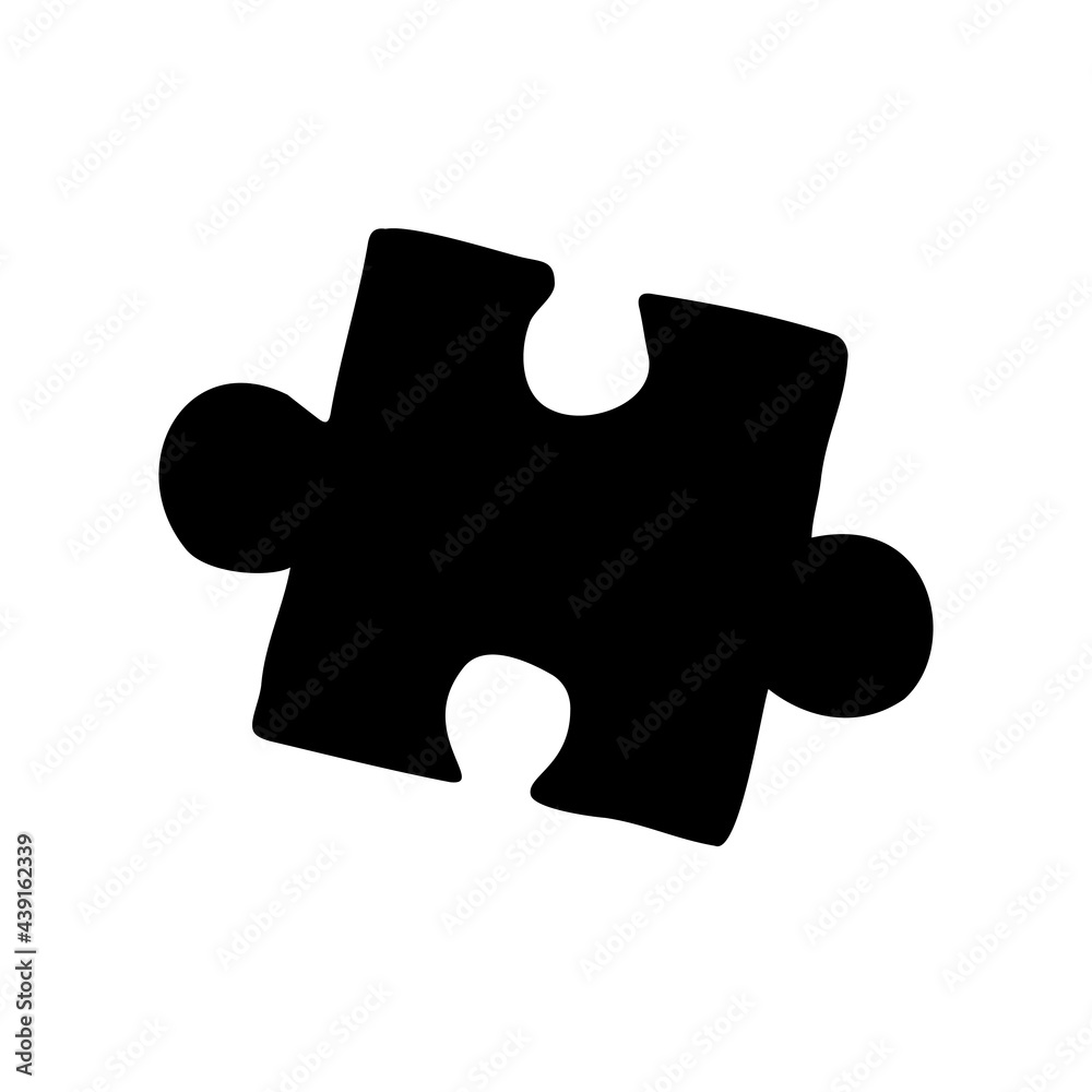 Vector hand drawn doodle sketch puzzle piece silhouette isolated on white background Vector hand drawn doodle sketch puzzle piece silhouette isolated on white background