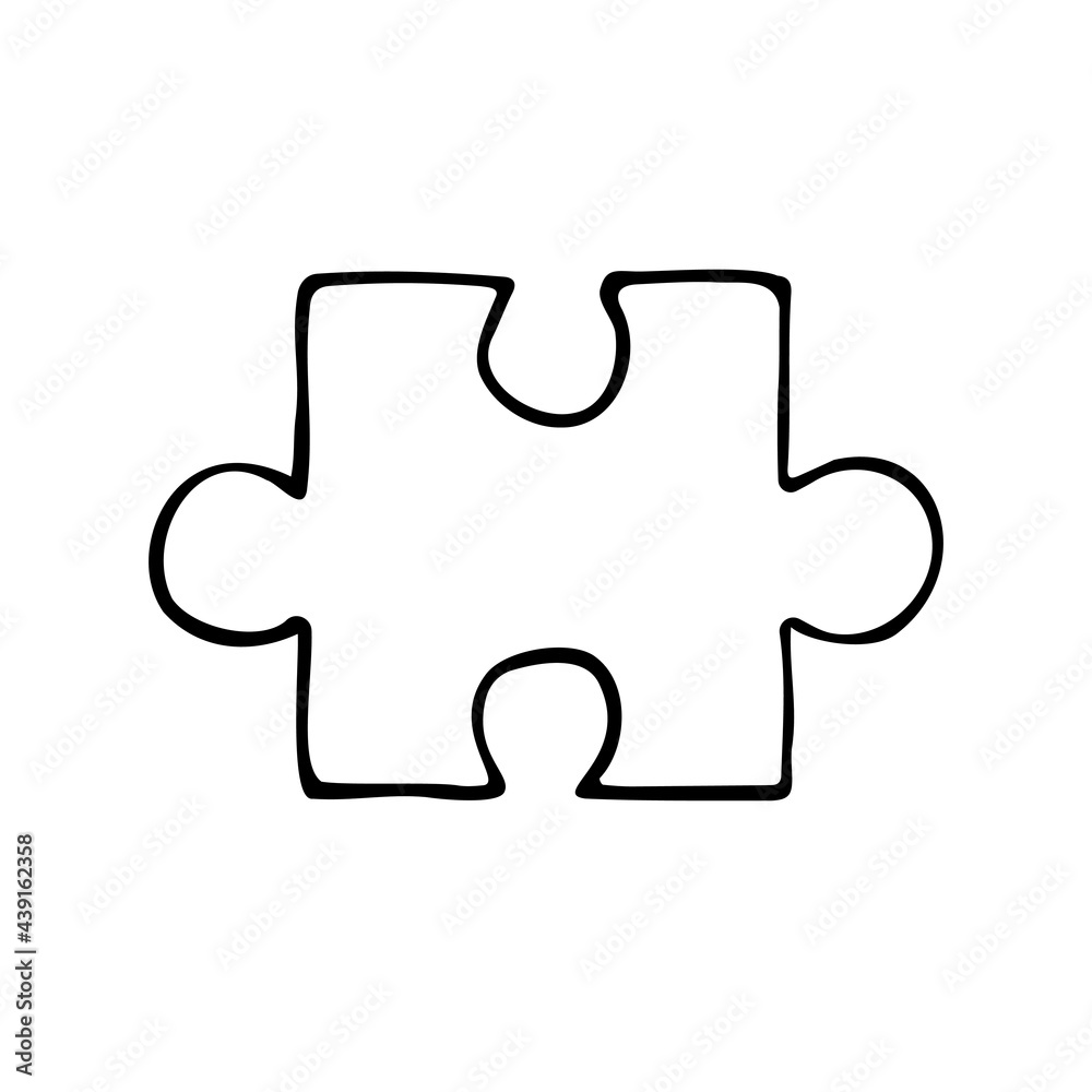Vector hand drawn doodle sketch puzzle piece isolated on white background Vector hand drawn doodle sketch puzzle piece isolated on white background