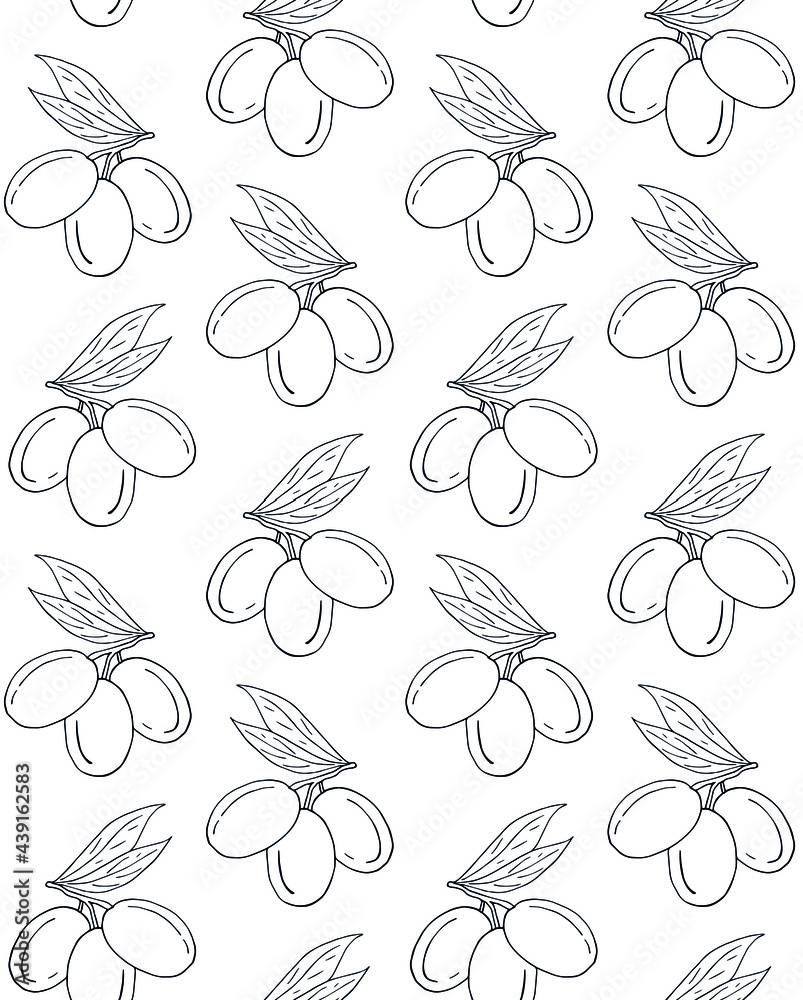 Vector seamless pattern of hand drawn doodle sketch olives isolated on white background