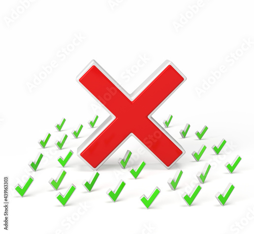 3D X Icon and small check