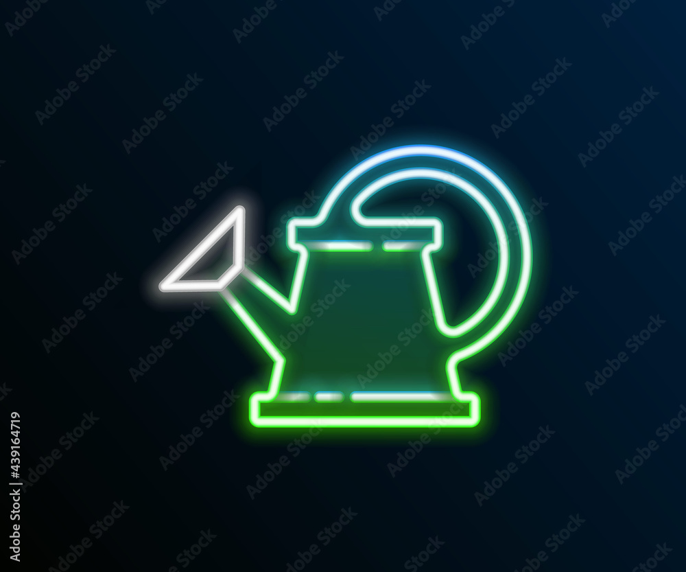 Glowing neon line Watering can icon isolated on black background. Irrigation symbol. Colorful outline concept. Vector Glowing neon line Watering can icon isolated on black background. Irrigation symbol. Colorful outline concept. Vector