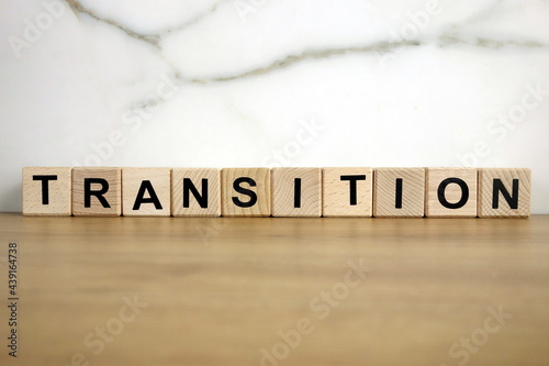 Transition word from wooden blocks