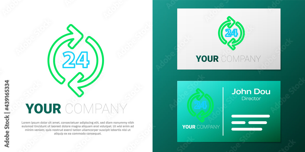 Line Telephone 24 hours support icon isolated on white background. All-day customer support call-center. Full time call services. Colorful outline concept. Vector Line Telephone 24 hours support icon isolated on white background. All-day customer support call-center. Full time call services. Colorful outline concept. Vector