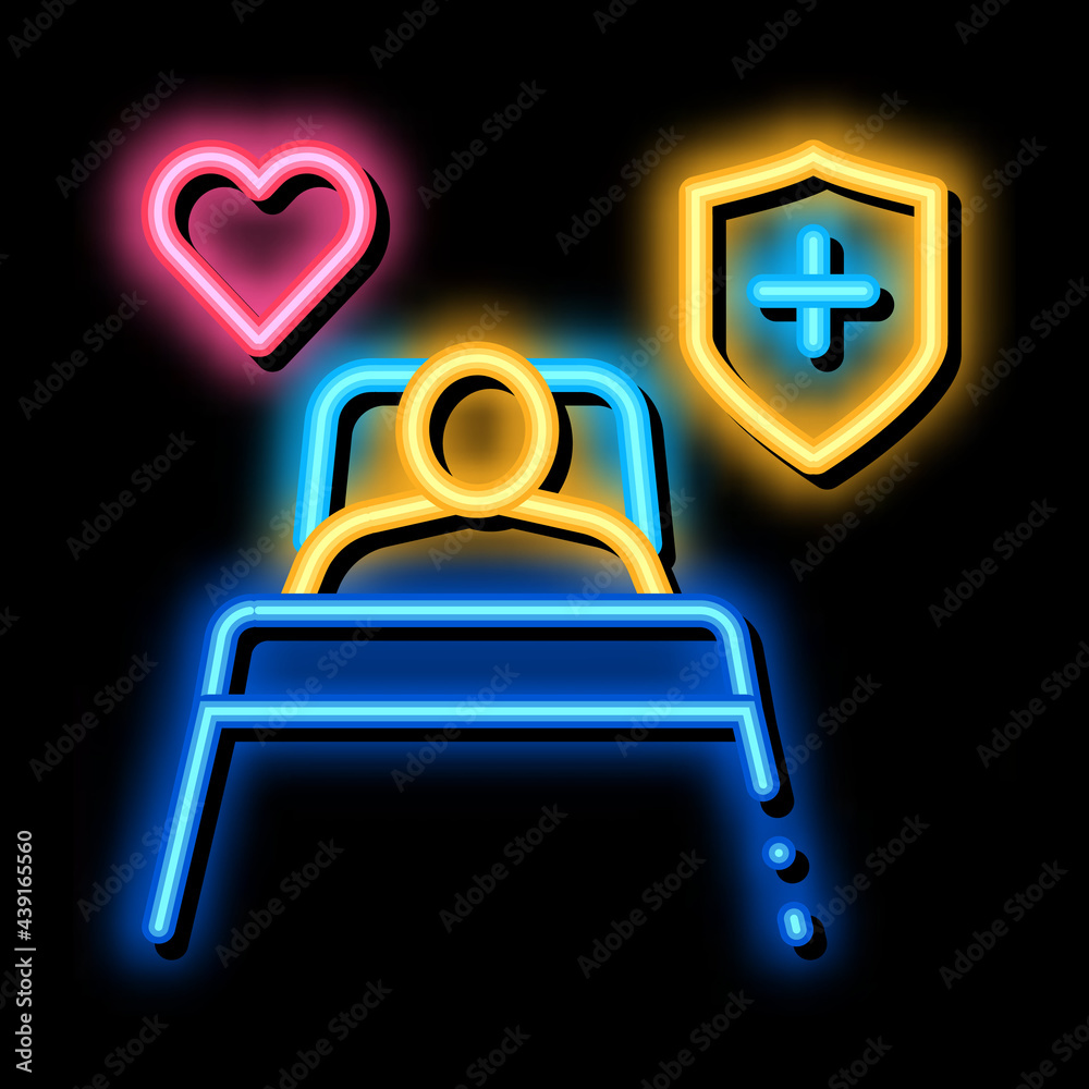 illness human in hospital ward neon light sign vector. Glowing bright ...