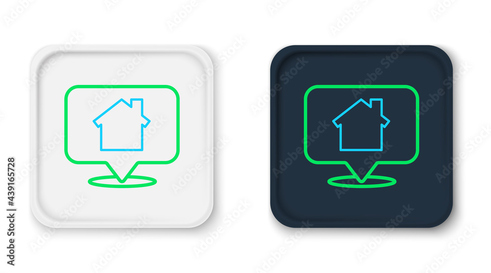 Line Map pointer with house icon isolated on white background. Home location marker symbol. Colorful outline concept. Vector Line Map pointer with house icon isolated on white background. Home location marker symbol. Colorful outline concept. Vector