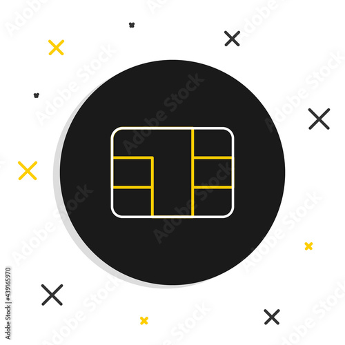 Line Credit card with chip icon isolated on white background. Contactless payment. Colorful outline concept. Vector