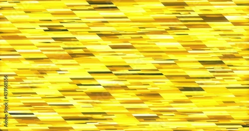 Animated digital rotating multicoloured racing rectangles background shades of yellow.