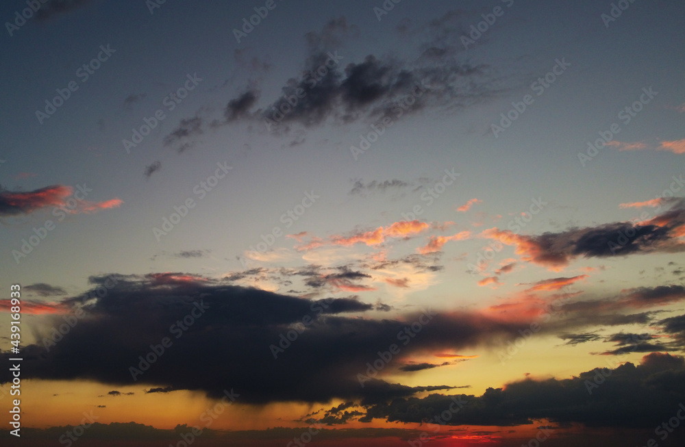 Bright contrasting clouds at sunset