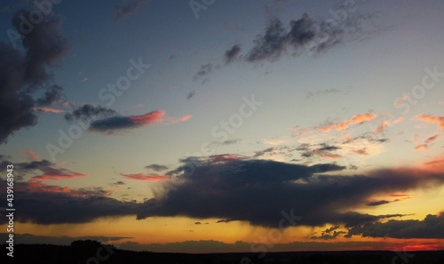 Bright contrasting clouds at sunset