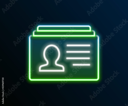 Glowing neon line Resume icon isolated on black background. CV application. Searching professional staff. Analyzing personnel resume. Colorful outline concept. Vector