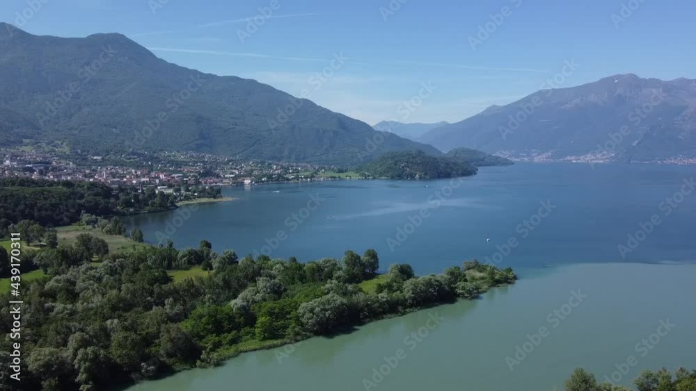 Landscape of the upper Lake Como, at the mouth of the Adda river near Colico Landscape of the upper Lake Como, at the mouth of the Adda river near Colico