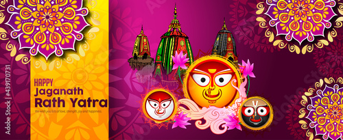 

Vector design of Ratha Yatra of Lord Jagannath, Balabhadra and Subhadra on Chariot for the ocassion of Odisa god Rathyatra Festival