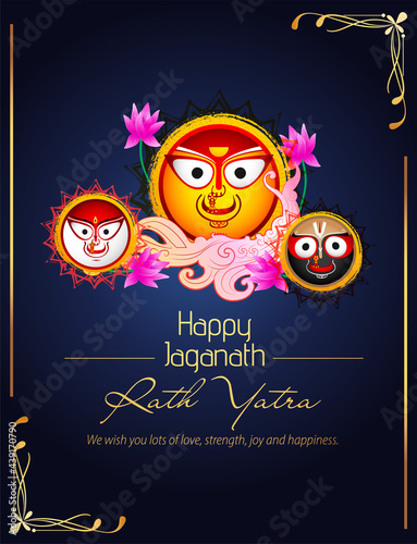 

Vector design of Ratha Yatra of Lord Jagannath, Balabhadra and Subhadra on Chariot for the ocassion of Odisa god Rathyatra Festival
