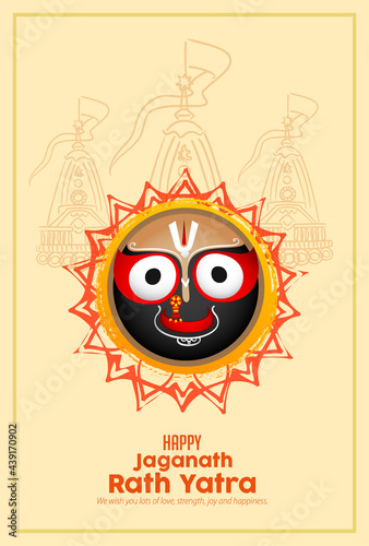 

Vector design of Ratha Yatra of Lord Jagannath, Balabhadra and Subhadra on Chariot for the ocassion of Odisa god Rathyatra Festival photo