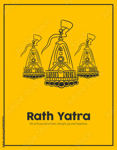 

Vector design of Ratha Yatra of Lord Jagannath, Balabhadra and Subhadra on Chariot for the ocassion of Odisa god Rathyatra Festival