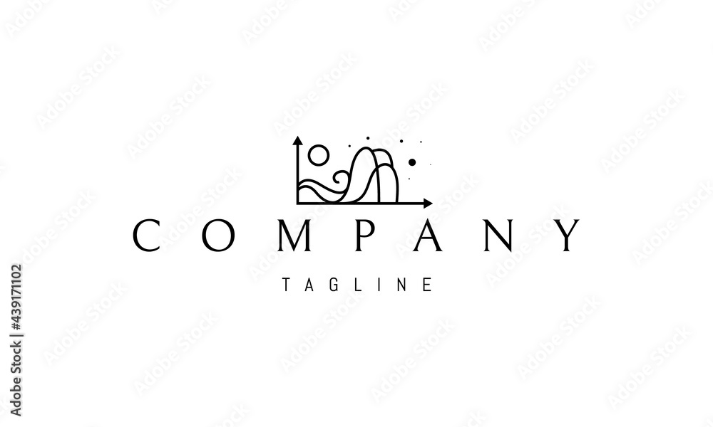 Fototapeta premium Vector logo on which an abstract image of two coordinate axes on which there are abstract mountains.