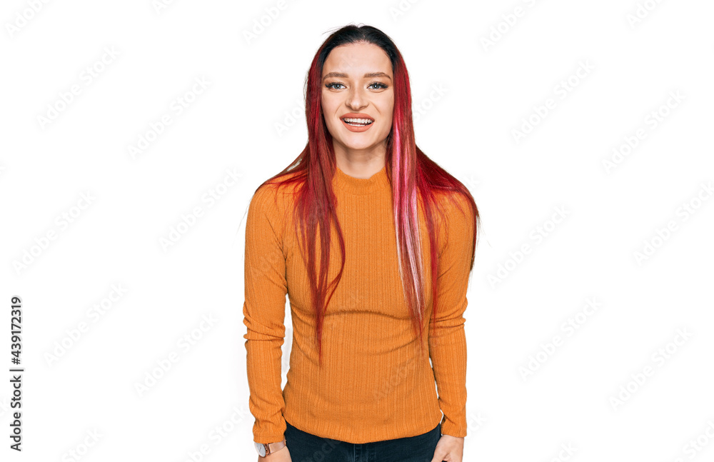 Young caucasian woman wearing casual clothes with a happy and cool smile on face. lucky person. Young caucasian woman wearing casual clothes with a happy and cool smile on face. lucky person.