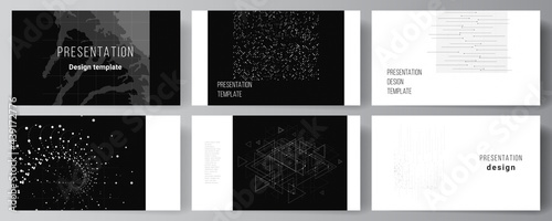 Vector layout of the presentation slides design business templates  template for presentation brochure  brochure cover  report. Abstract technology black color science background. High tech concept.