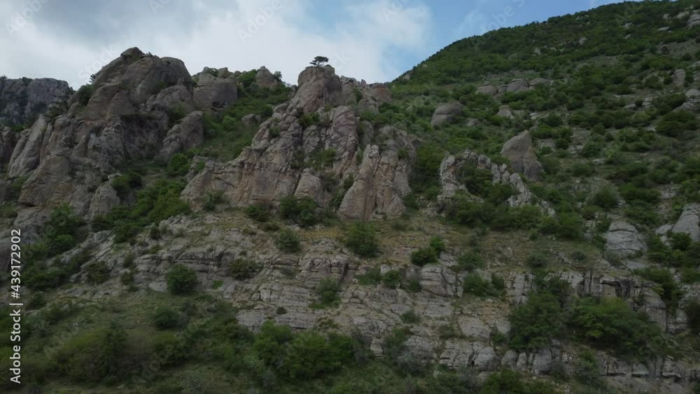 Flight over the Demerdzhi mountain range and the ghost valley. Flight over the Demerdzhi mountain range and the ghost valley.