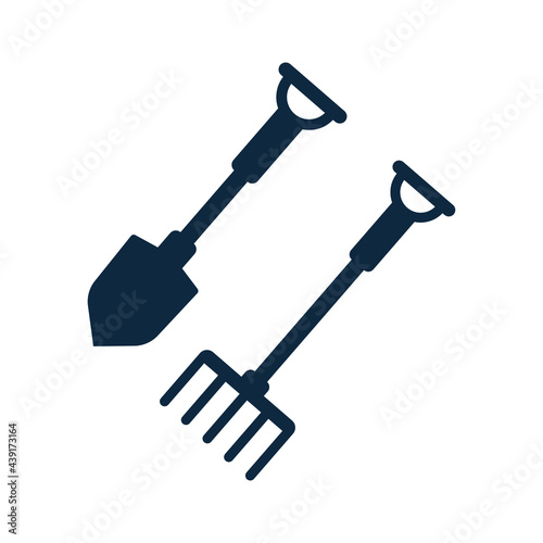 Agriculture tools, dig, fork, shovel icon. Simple editable vector illustration