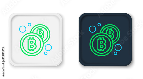 Line Cryptocurrency coin Bitcoin icon isolated on white background. Physical bit coin. Blockchain based secure crypto currency. Colorful outline concept. Vector