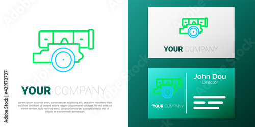 Line Cannon icon isolated on white background. Colorful outline concept. Vector