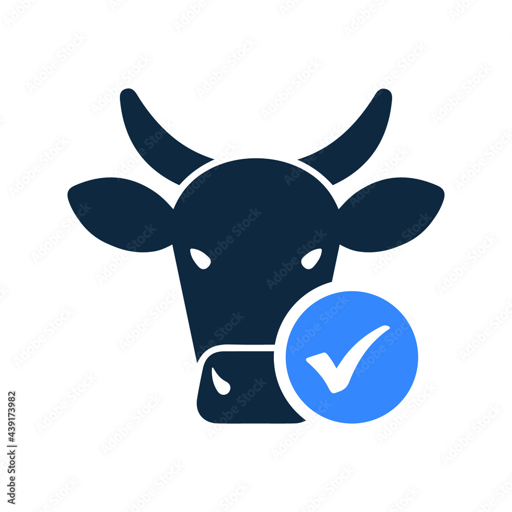Agriculture, select, valid cow icon. Simple editable vector illustration.