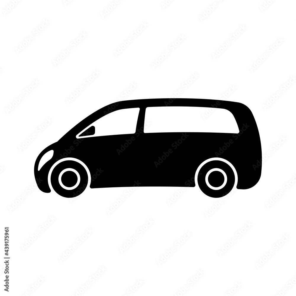 Minivan icon. Black silhouette. Side view. Vector simple flat graphic illustration. The isolated object on a white background. Isolate.