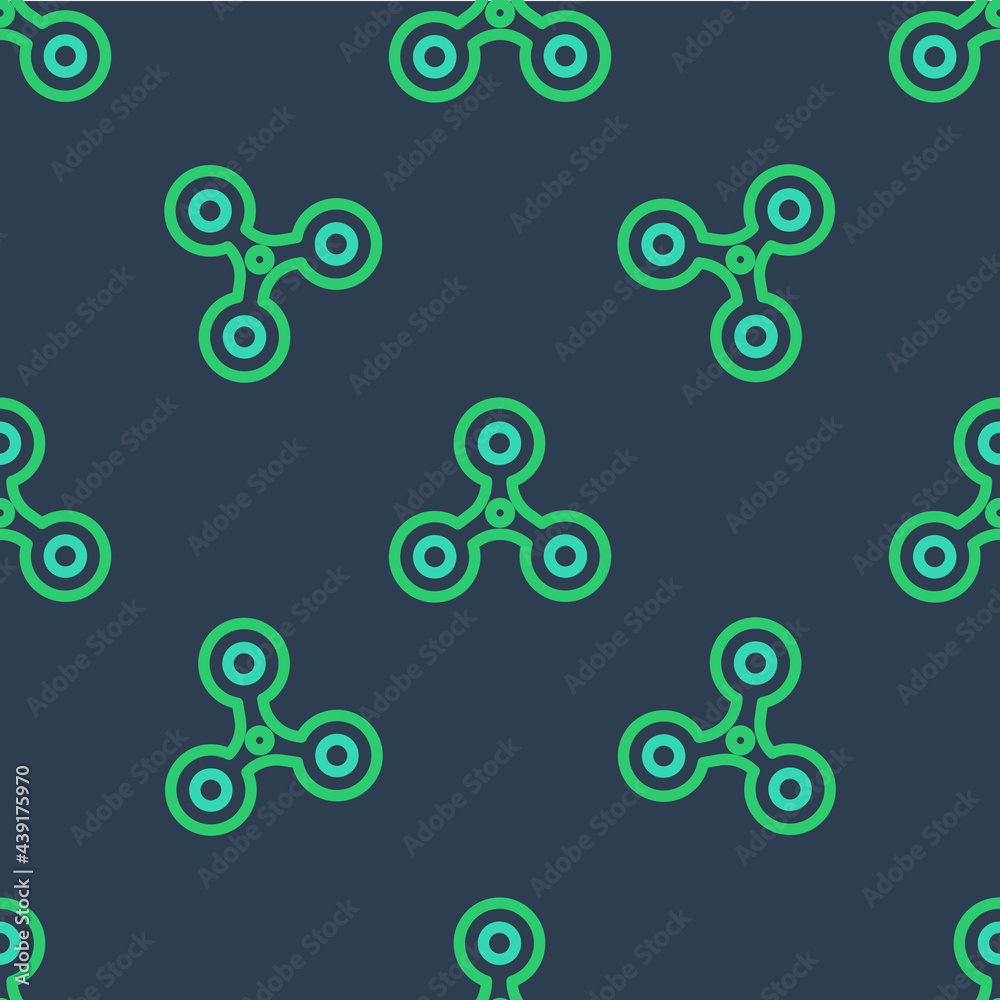 Line Fidget spinner icon isolated seamless pattern on blue background. Stress relieving toy. Trendy hand spinner. Vector Line Fidget spinner icon isolated seamless pattern on blue background. Stress relieving toy. Trendy hand spinner. Vector