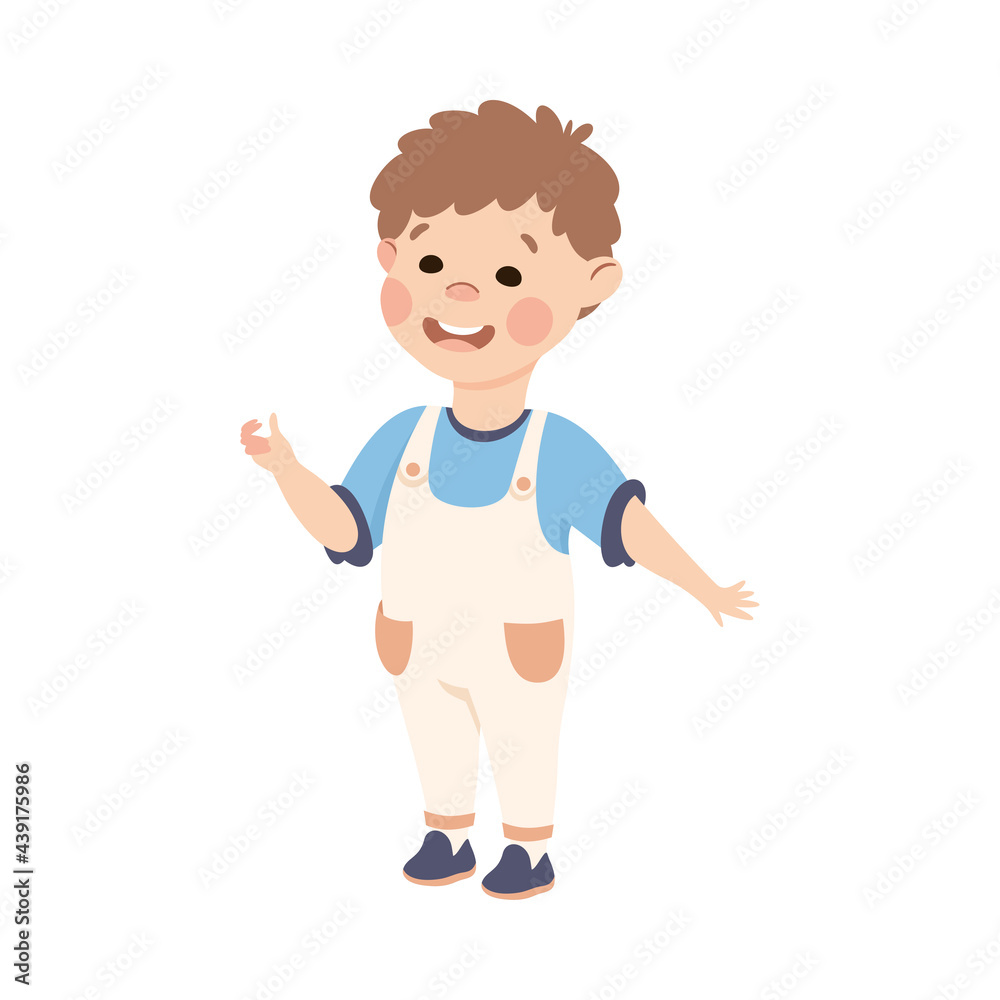 Smiling Little Boy Standing Feeling Happy Vector Illustration Smiling Little Boy Standing Feeling Happy Vector Illustration