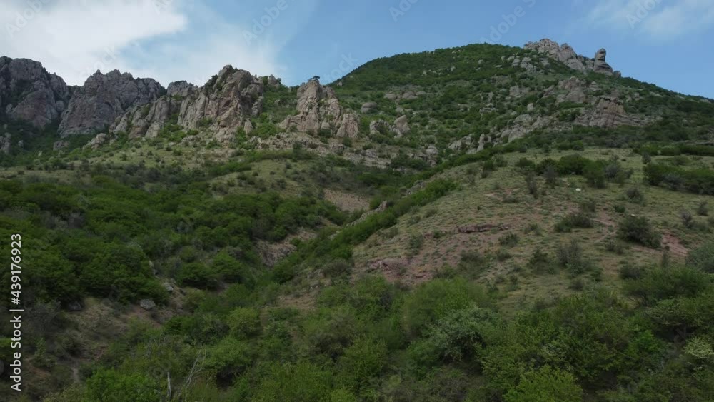 Flight over the Demerdzhi mountain range and the ghost valley. Flight over the Demerdzhi mountain range and the ghost valley.
