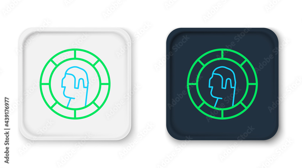 Line Ancient Greek coin icon isolated on white background. Colorful outline concept. Vector Line Ancient Greek coin icon isolated on white background. Colorful outline concept. Vector