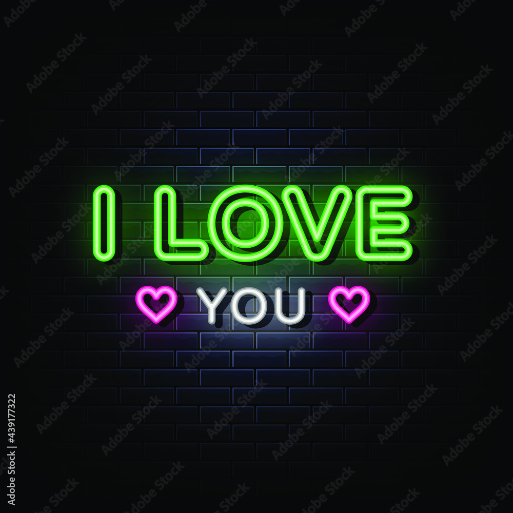 I love you neon sign vector. sign symbol