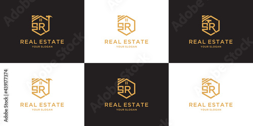 Letter sr home logo for real estate, business, agent, architect