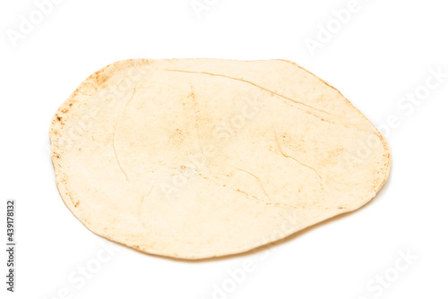 Grilled pitta bread isolated on white background.