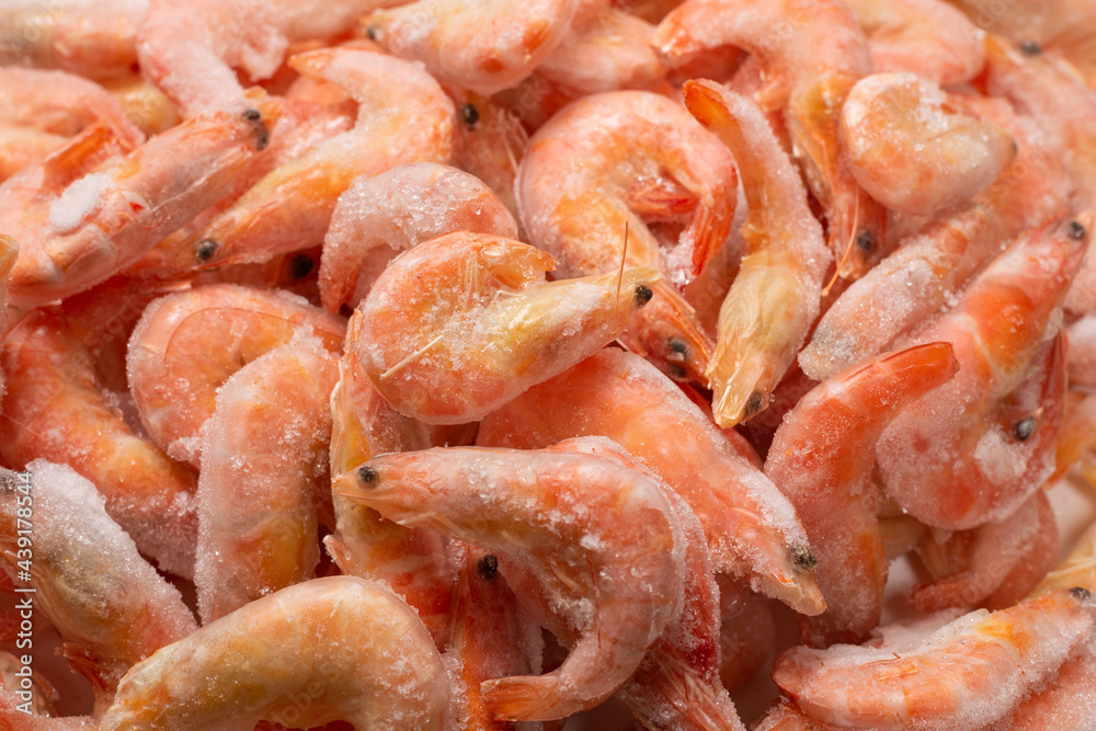Fresh shrimps in ice. Top view. Fresh shrimps in ice. Top view.