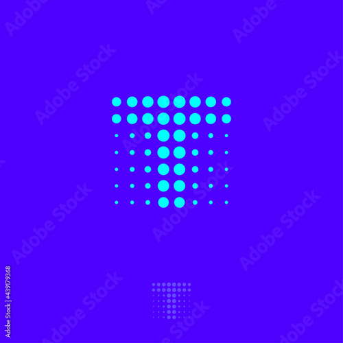 Letter T. Digital illusion. T Monogram consist of dots. Abstract icon for business, internet, web application, online shop.